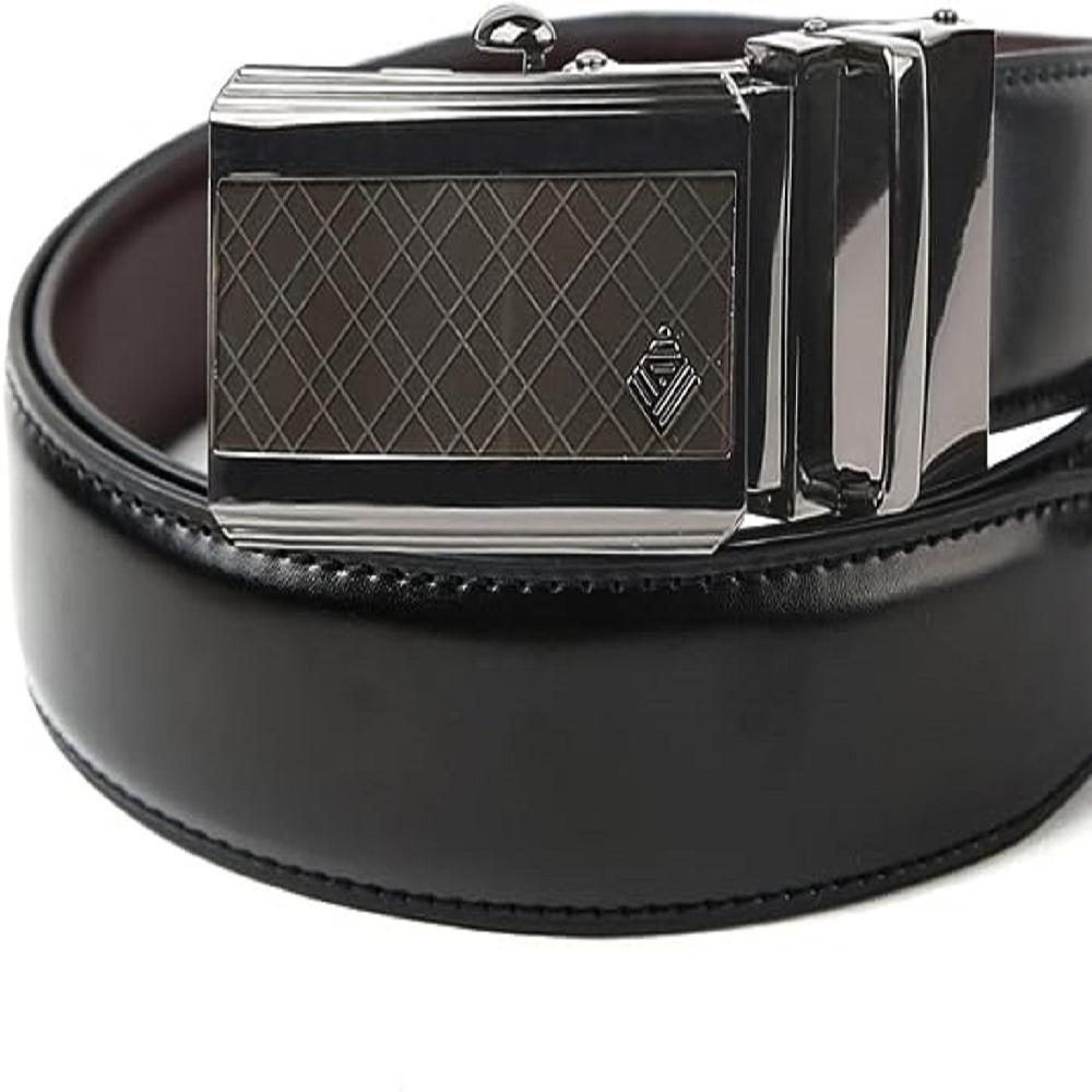 LineFit Men's Leather Belt_Casual Dress Classic Jean Adjustable Automatic Stretch Buckle N02 (Sizes